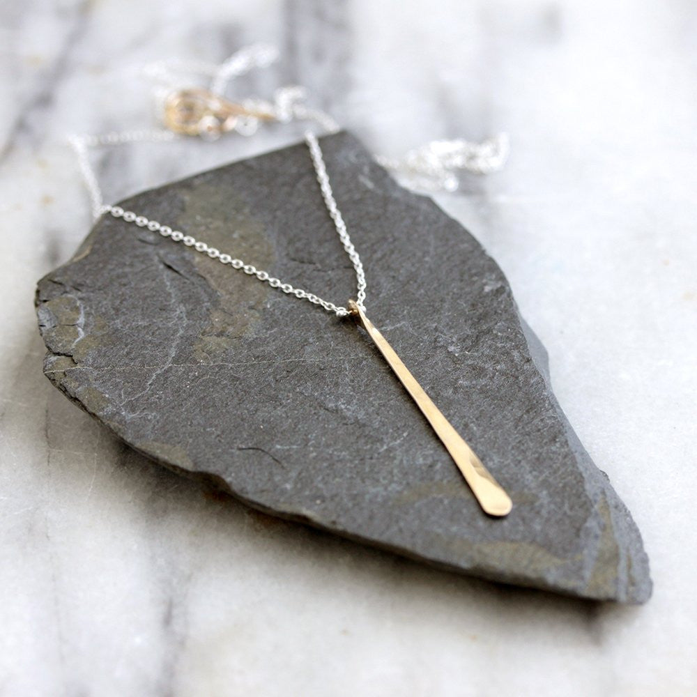 Icicle Necklace - Simple Long Drop Pendant on Fine Chain