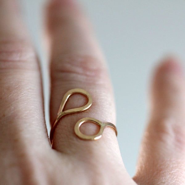 Stans Rings Stamen Ring - Dual Drop Accent on Open Textured Band - Rebecca Haas Jewelry
