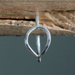 Open Petal Ring - Simple Sideways Teardrop Ring Available in Sterling, Gold Fill, or Solid 14k