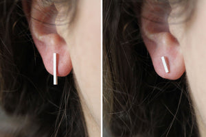 Asymmetrical Bar Post Earrings - Minimalist Mismatched Line Studs made from Recycled Silver