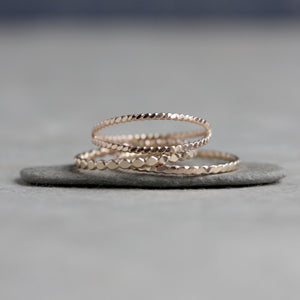 Simple Twist Band - Textured Stacking Ring in Sterling Silver or 14k Gold
