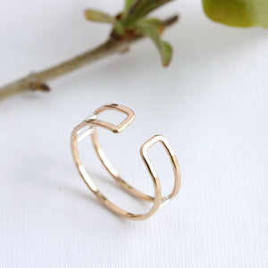 Pyra Ring - Adjustable Geometric Ring With Negative Space and Asymmetrical Line Details