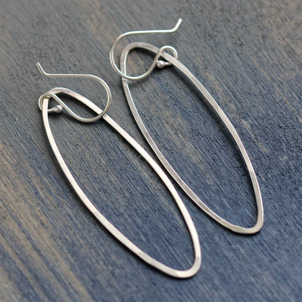 Winter Harbor Earrings - Single Elongated Ovals on French Hooks