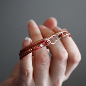 Phoebe Wrap Bracelet - Simple Handmade Leather and Cotton Triple Wrap Bracelet