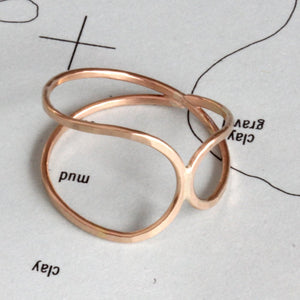 North Sea Ring - Modern Double Curve Band in 14k Gold Fill or Sterling Silver