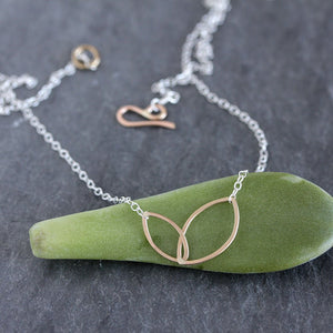 Tea Leaves Necklace - Tiny Linked Ellipses on a Delicate Chain