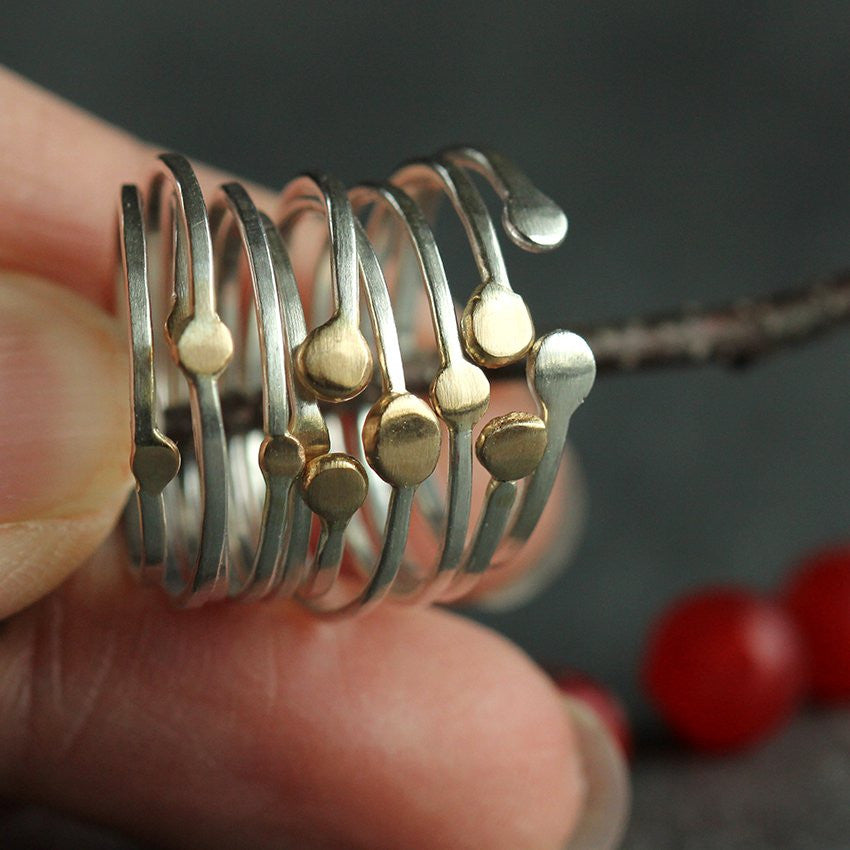 Satellite Stacking Rings, Sets of 2 or 4 - Handmade Bands with Accent Beads in Two Shape Varieties 