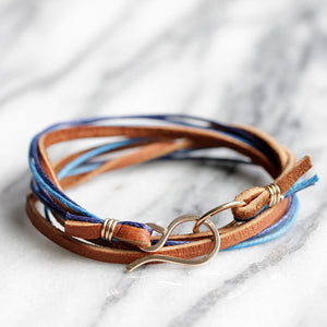 Tern Bracelet - Triple Wrap Suede Design With Two Accent Color Cotton Cords