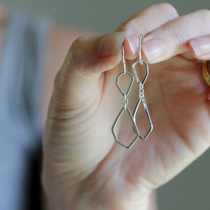 Petra Drop Earrings - Subtly Asymmetrical Handmade Geometric Dangles