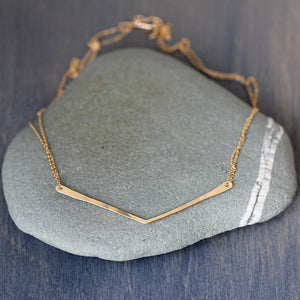 Chevron Necklace - Minimalist Geometric Handmade Necklace on a Delicate Double Chain