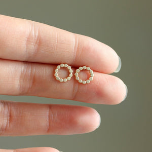 Orbit Posts - Simple and Geometric Textured Circle Post Earrings in 14k Gold or Sterling SIlver