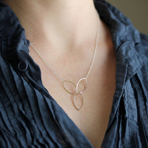 Lotus Necklace - Geometric Flower Design Made From Three Linked Ellipses