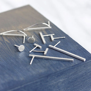Gravity Posts - Elegant Long Modern Square Bar Studs made from Recycled Sterling Silver
