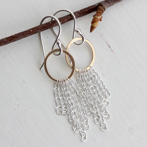 Whisper Earrings - Delicate Understated Ovals With Soft Chain Fringe Detail