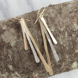 Fireworks Earrings - Shimmering Hammered Bar Earrings With Great Movement