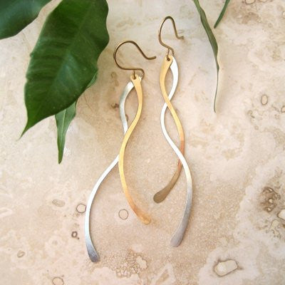 Waves Earrings in Mixed Metals