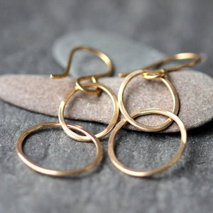 Sophie Earrings - Paired Minimalist Rings on French Hooks