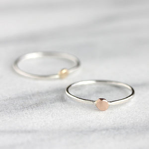 North Star Stacking Rings - set of 3 - 14k Rose or Yellow Gold Dot Stackers 