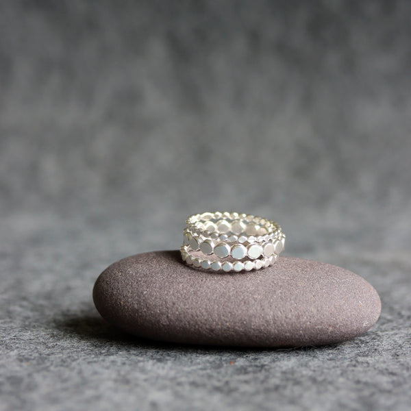 Dots Stack - Bohemian Mixed Metal Stacking Ring Set With Dot Pattern ...