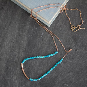 boho chic turquoise and gold necklace