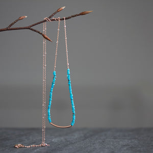 rose gold fill and natural turquoise layering necklace