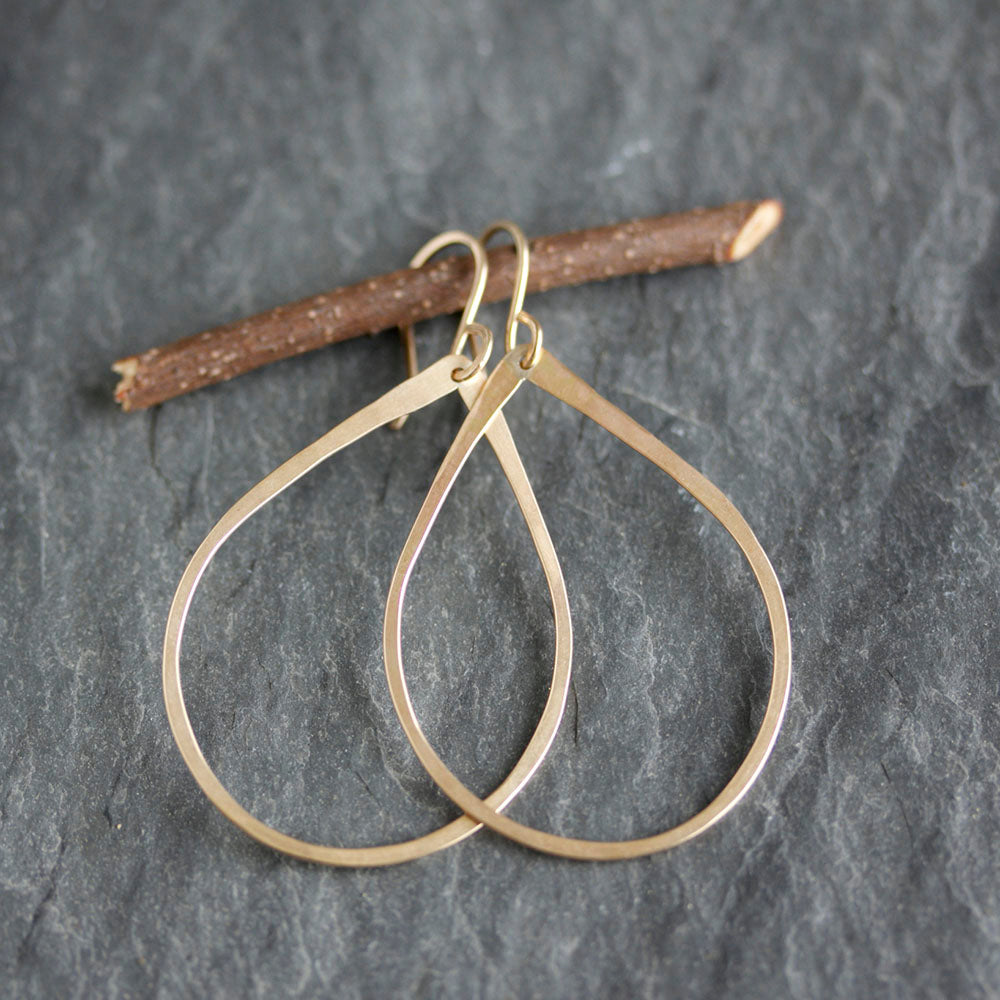 Teardrop Dangle Earrings With Delicate Hammer Texture