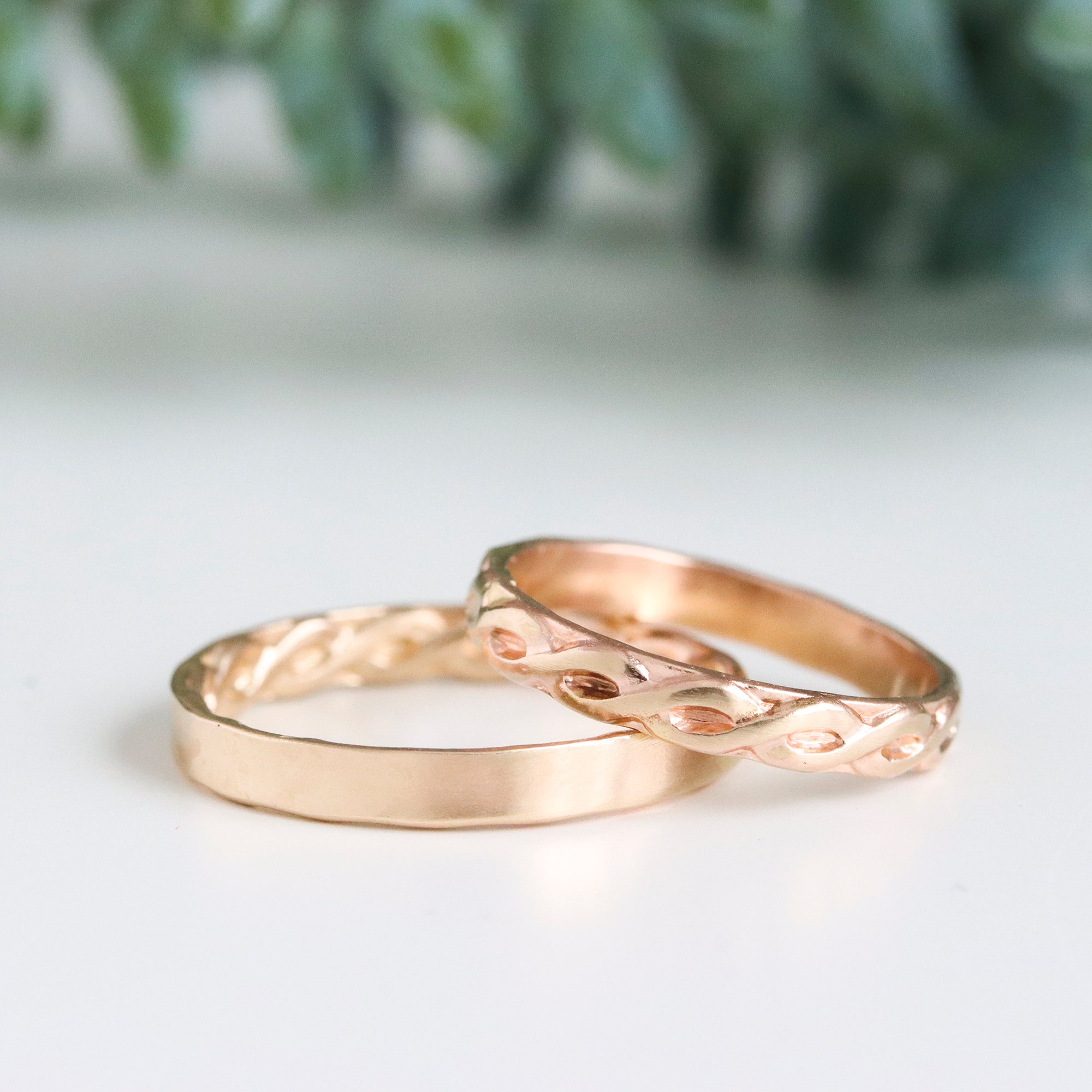 Golden Rope Rings - Patterned Wedding Bands With Pattern on Inside or ...