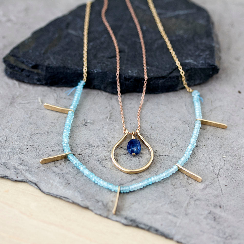 Ibiza Necklace - Sparkly Bohemian gemstone Design With hammered