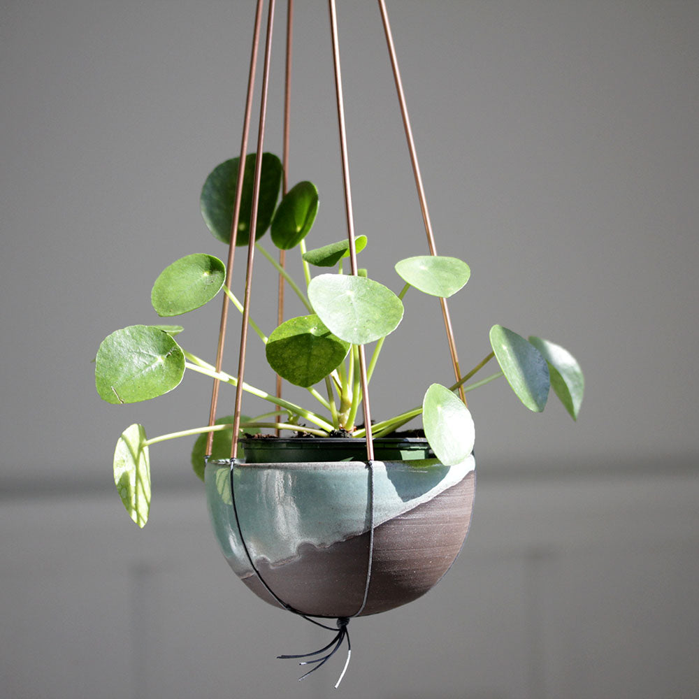 mini plant hanger Mini Plant Hanger in Copper and Grey Cotton - Minimalist Bohemian Home  Decor