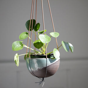 Mini Plant Hanger in Copper and Grey Cotton