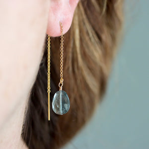 Faceted Aquamarine Threader Earrings