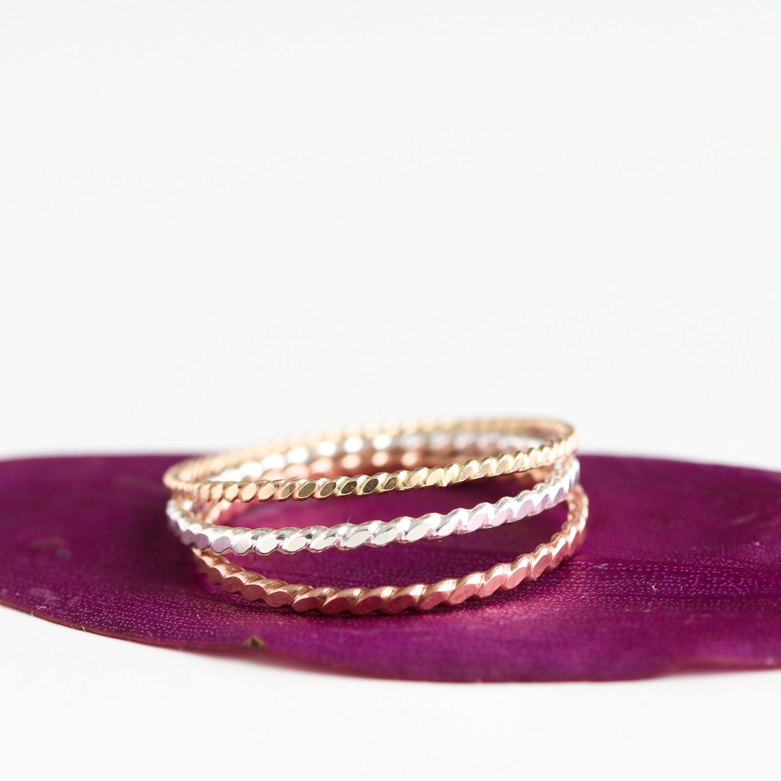 Rainbow Twist Stacking Ring Set