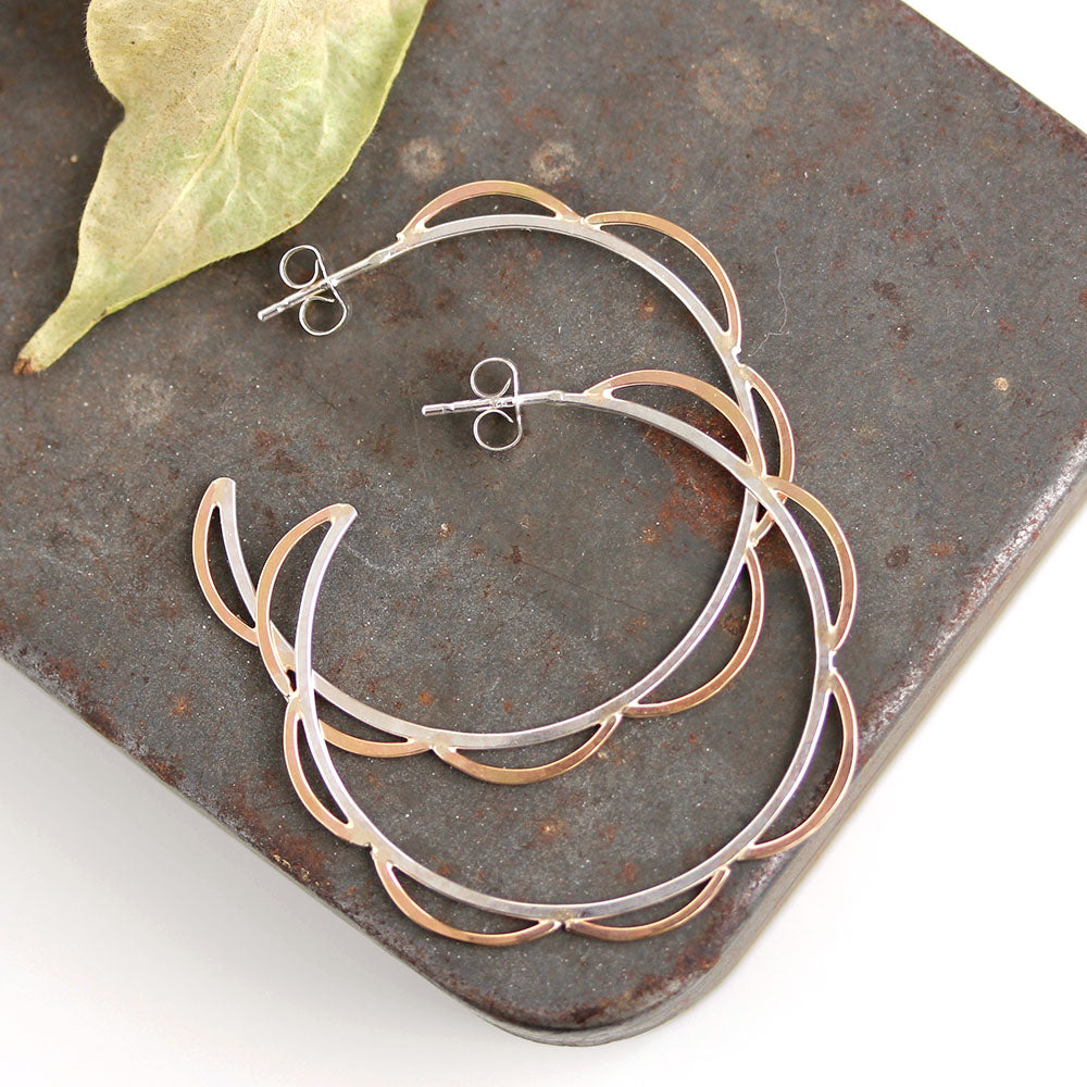 Scalloped Post Hoop Earrings