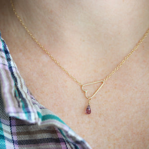 Cora Heart Necklace With Spinel Drop