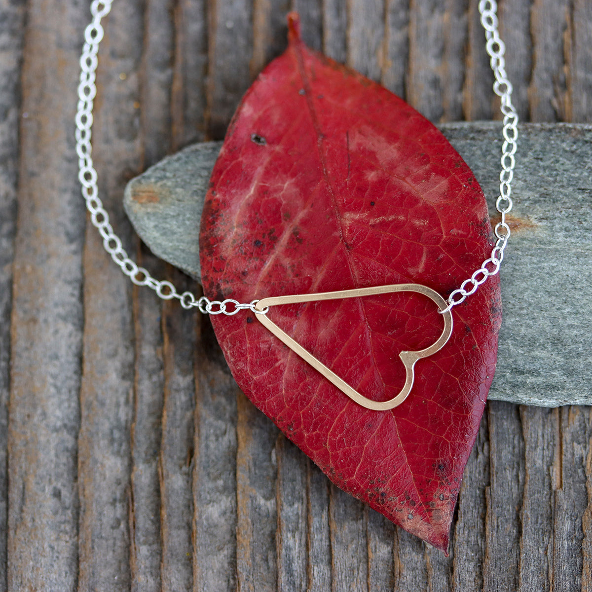 Sideways Heart Necklace - Simple Asymmetrical Heart Pendant