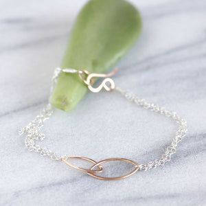 Tea Leaves Bracelet - Simple and Delicate Geometric Bracelet With Two Linked Ellipses