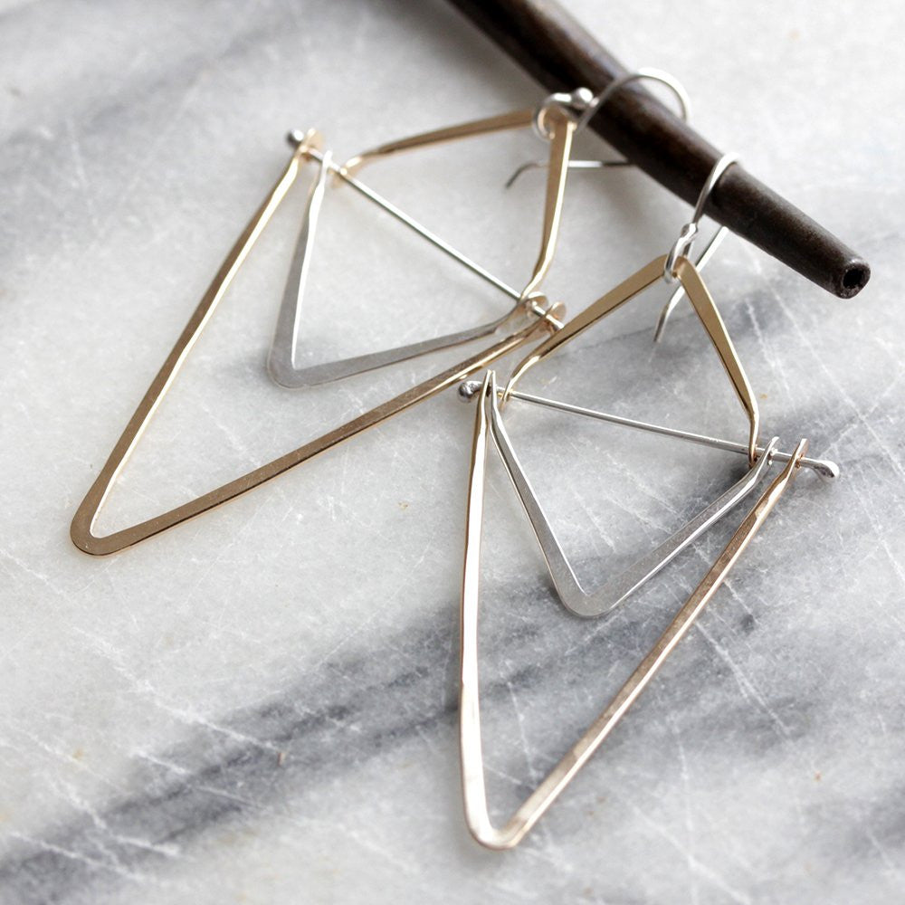 Boho Chevron Earrings - Geometric Statement Dangle Design