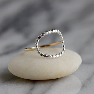 Dotted Ovale Ring - Simple Geometric Statement Ring With Dotted Texture