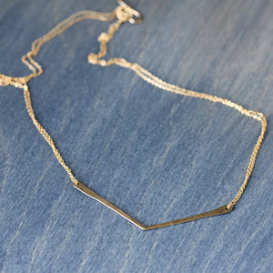 Chevron Necklace - Minimalist Geometric Handmade Necklace on a Delicate Double Chain