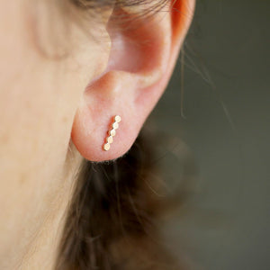 Dotted Bar Posts - Boho Minimalist Beaded Line Stud Earrings in Sterling or 14k