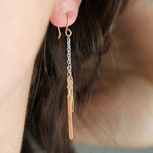 Aster Earrings - Double Strand Flutter Strands in Three Metal Variations