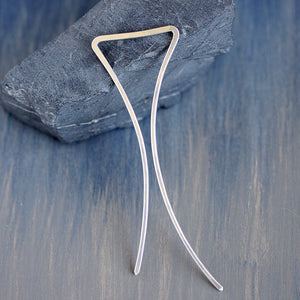 Simple Hair Fork, Handmade Hammered Silver Hair Stick WIth Modern Minimalist Style 