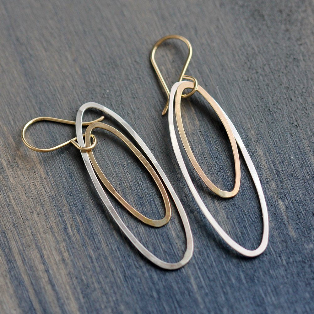 Acadia Earrings - Mixed-Metal Double Ovals on Handmade Earwires