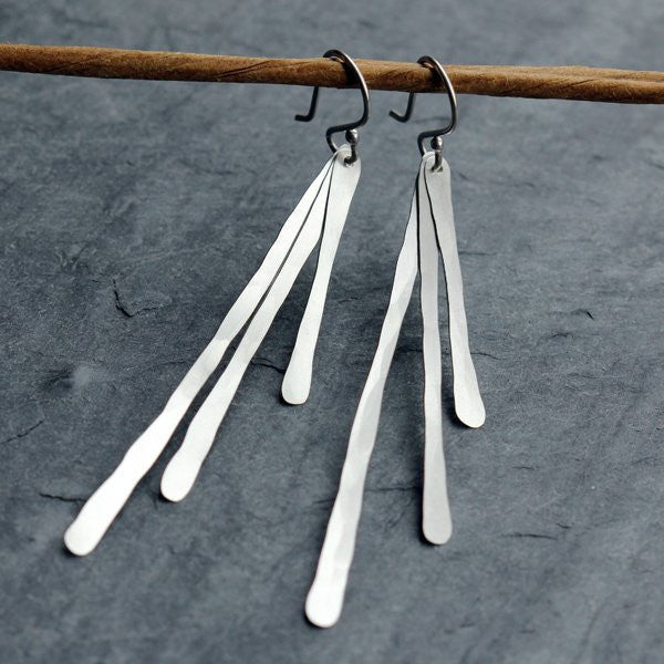 Fireworks Earrings - Shimmering Hammered Bar Earrings With Great Movement