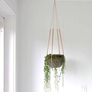 modern hanging plant bracket Modern Copper and Cotton Plant Hanger - Minimalist Handmade Style