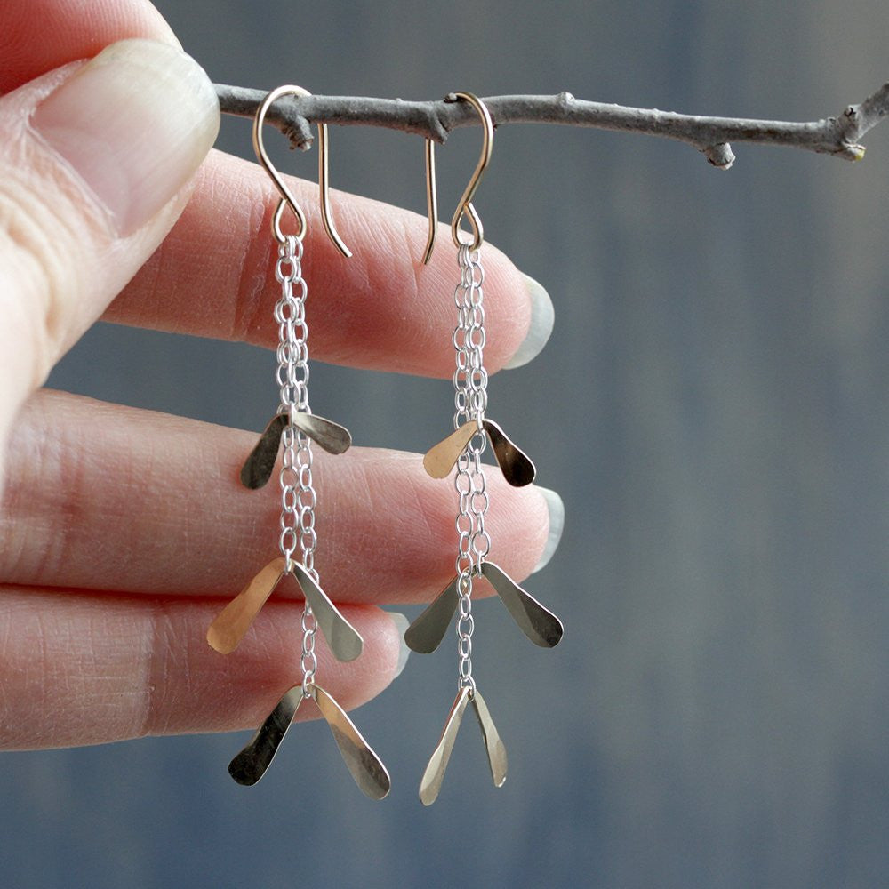 Samara Earrings - Quivering Chevron Focal Points on Simple Chain