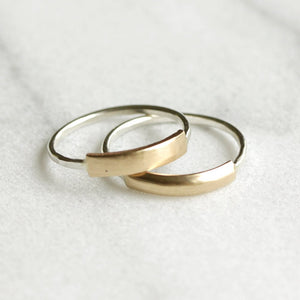 Demi Plate Bands - Simple Stacking Ring with 14k Plate Center Section