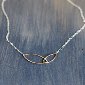 Kina Necklace - Geometric Minimalist Necklace with Asymmetrical Linked Ellipses on Delicate Chain