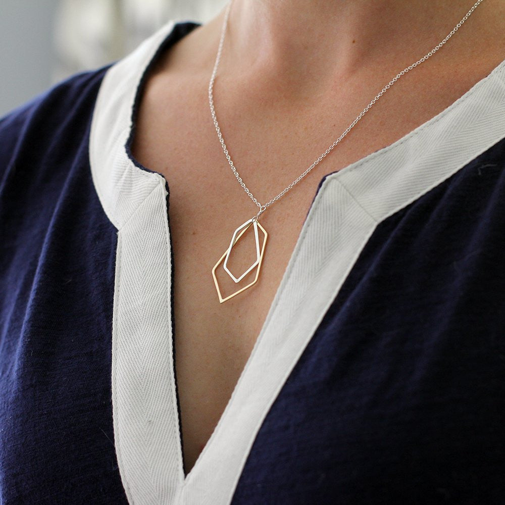 Nesta Necklace - Handmade Geometric Necklace With Layered Asymmetrical Pendant