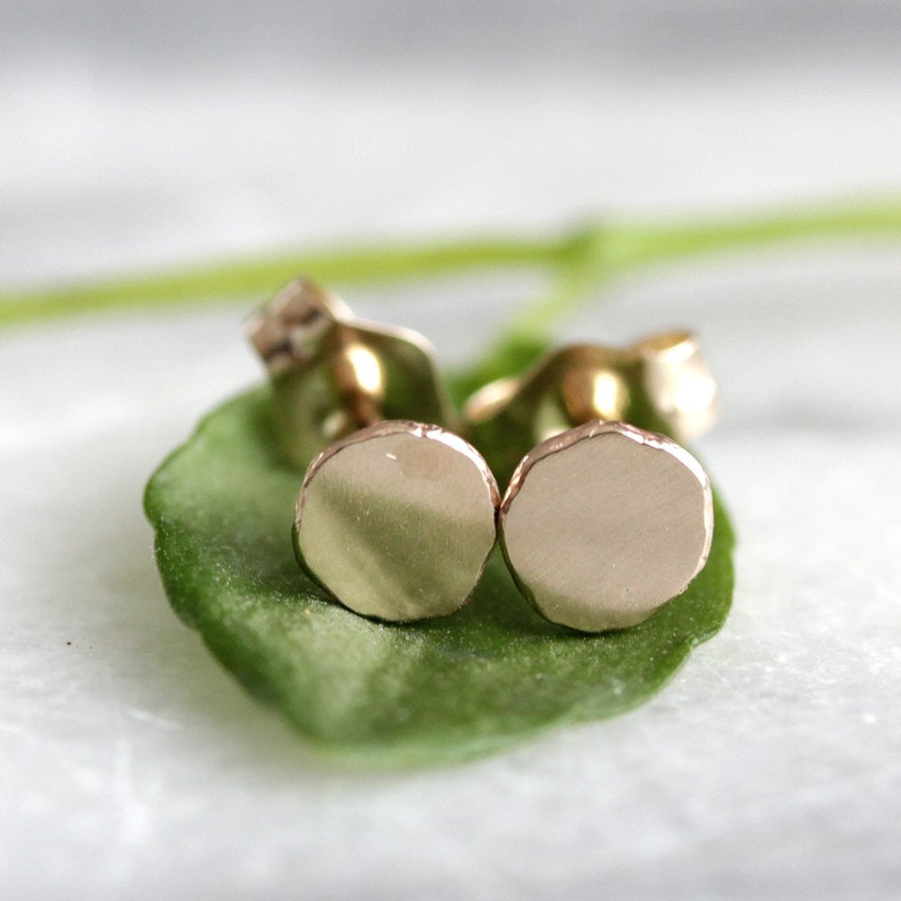 Perfect Posts - Classic Circle Post Earrings Handmade From Recycled 14k Gold or Sterling SIlver 